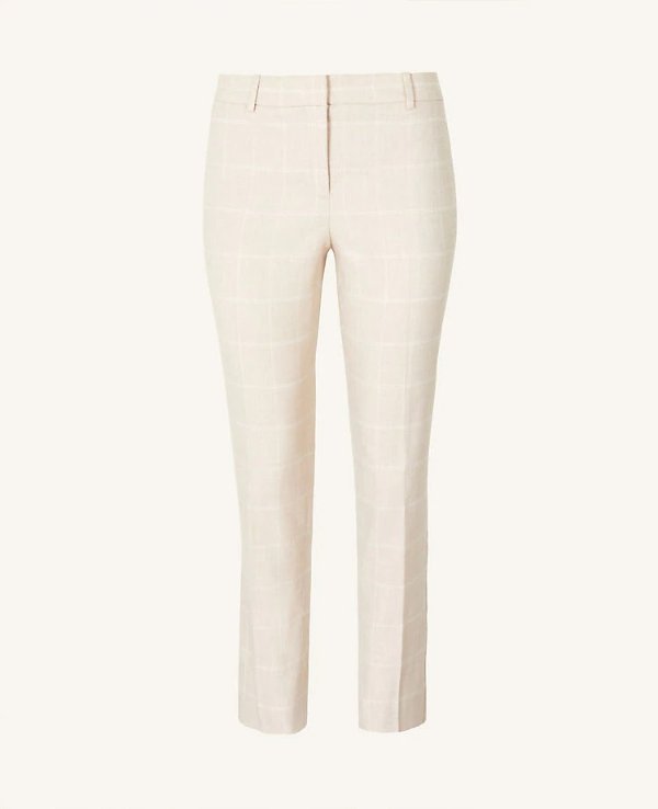 The Ankle Pant in Windowpane Linen Twill | Ann Taylor