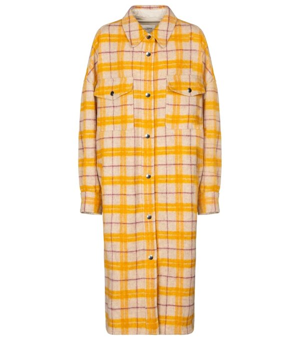 Fontia checked wool-blend coat