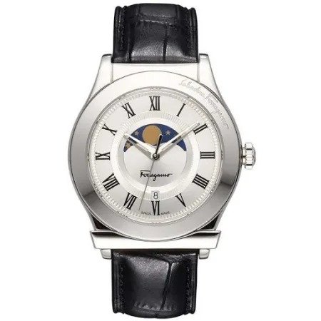 1898 Silver Moonphase Dial Leather Strap Men's Watch FBG090016