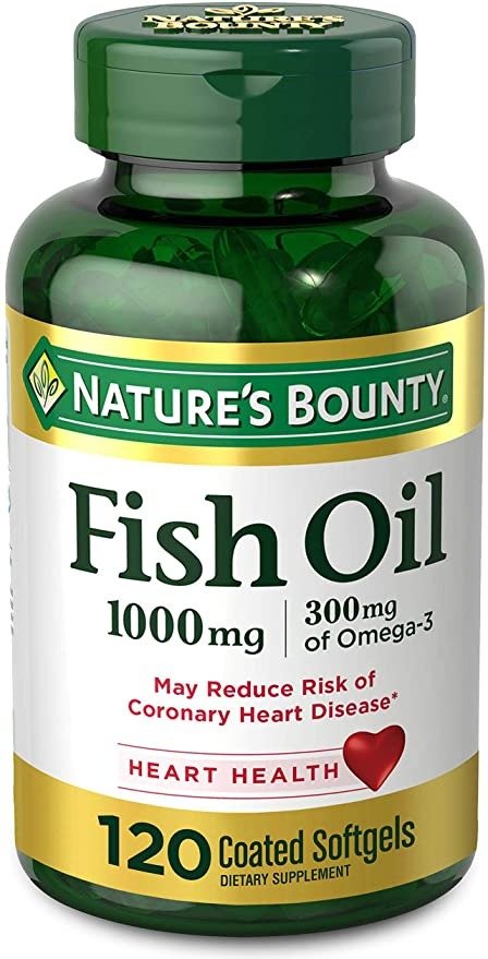 Nature’s Bounty Fish Oil, 1000mg, 300mg of Omega-3, 120 Odorless Softgels (Packaging May Vary)