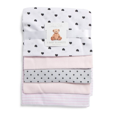 Baby Girls 5pk Flannel Receiving Blankets