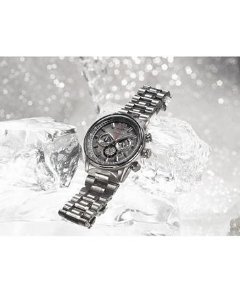 Eco-Drive Men's Chronograph Nighthawk Gray Stainless Steel Bracelet Watch 43mm