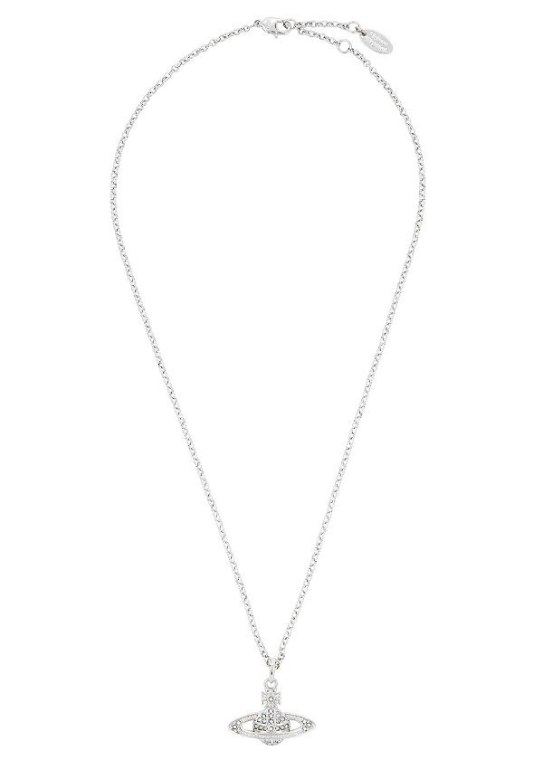Mini Bas Relief silver-tone orb necklace
