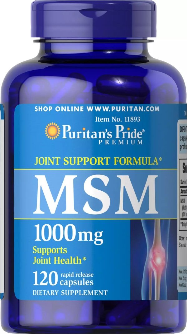 MSM 1000 mg 120 Capsules | Joint Support | Puritan's Pride
