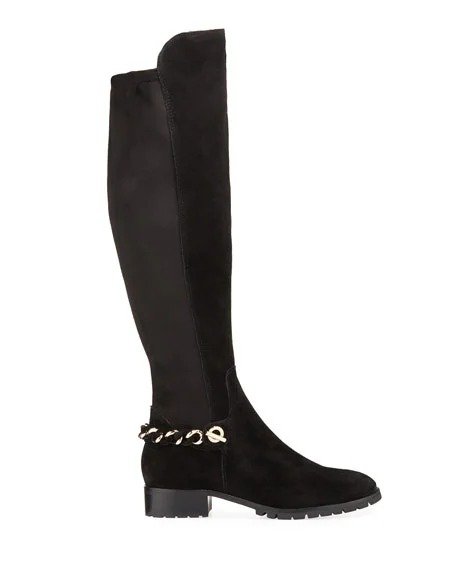 Skylar Over-the-Knee Suede Chain Riding Boots