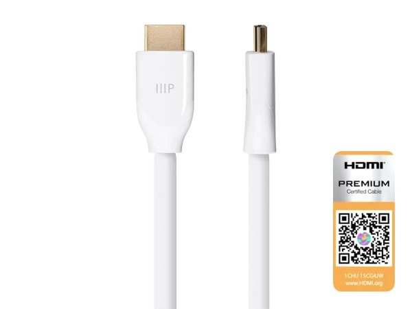 Monoprice 4K Certified Premium High Speed HDMI Cable 6ft - 18Gbps White - Monoprice.com