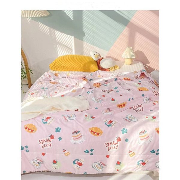 1PCS Pink Pattern Pure Brushed Blanket, Single Double Skin-friendly, Cool Summer Quilt, Air-conditioning Quilt, Good Product Thin Quilt, Thin Cool Quilt