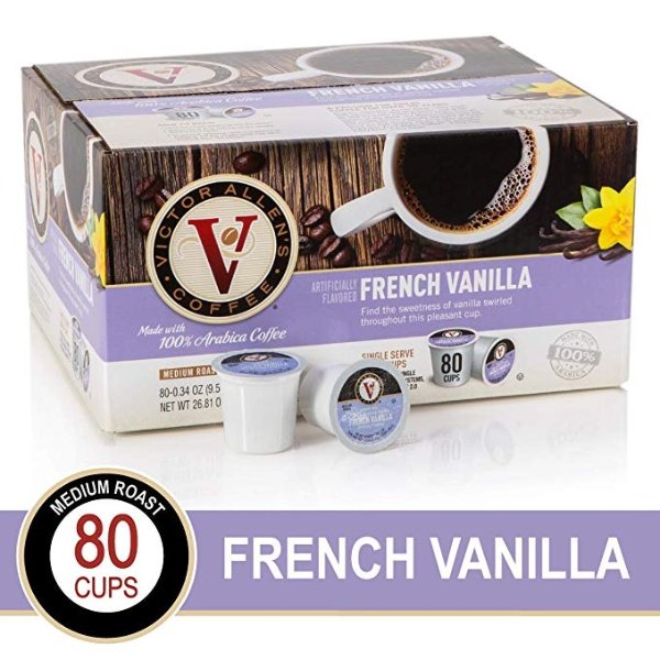 French Vanilla for K-Cup Keurig 2.0 Brewers, Victor Allen’s Coffee Medium Roast Single Serve Coffee Pods, 80 Count