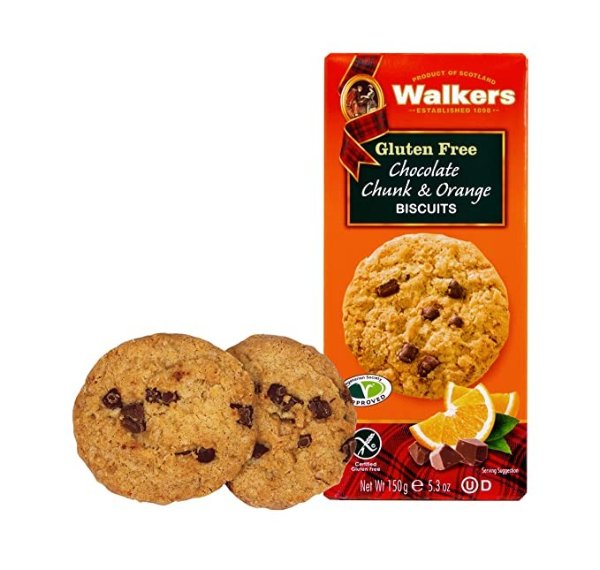 Walkers Shortbread Gluten Free Chocolate Chunk & Orange Cookies, 5.3 Ounce Box (Pack of 6)