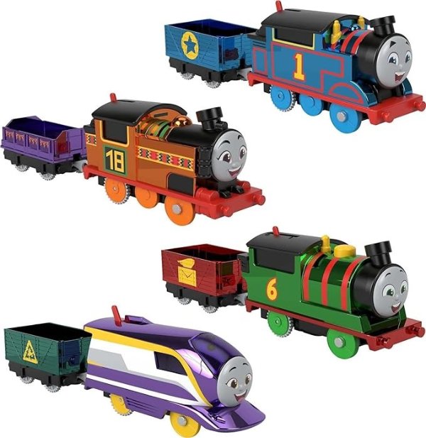 Thomas, Nia, Percy, & Kana Motorized 4-Pack Train Engine Set for Preschool Kids Ages 3 and up [Amazon Exclusive]