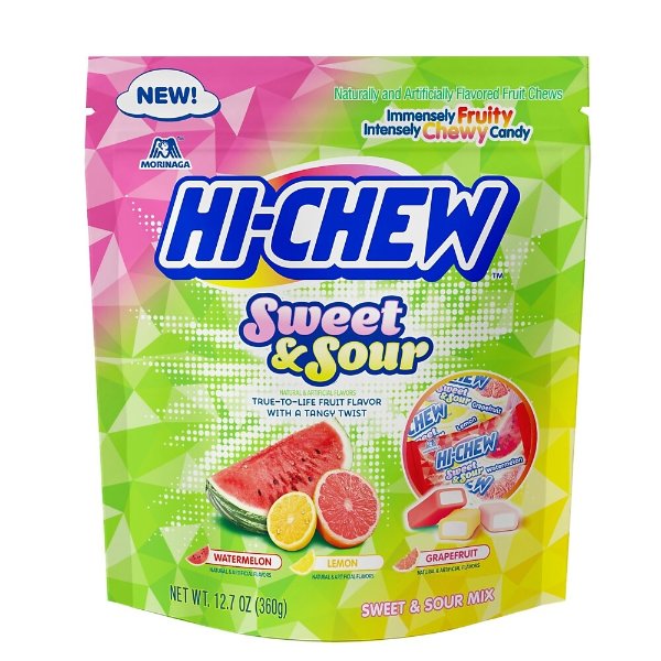 Hi-Chew Fruit Chews Sweet & Sours Stand Up Pouch 12.7 oz, 4 Count (MOR00813)