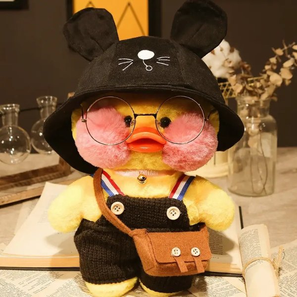 11.81inch Pink Kawaii Cafe Mimi Yellow Duck Plush Toy Cute Stuffed Doll Soft Animal Dolls Kids Kawaii Plush Toys Rag Doll