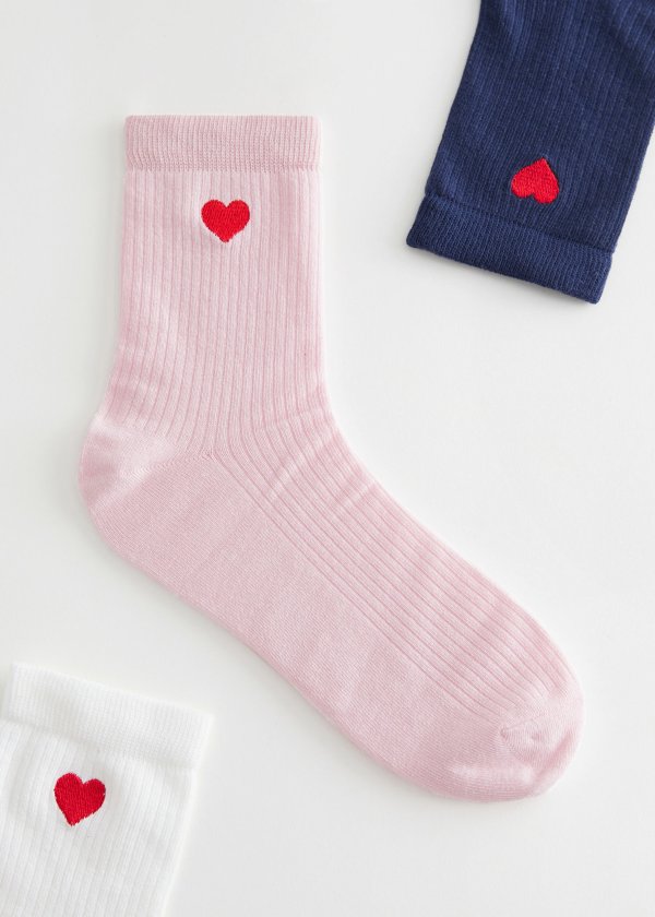 Heart Embroidered Socks Gift Set
