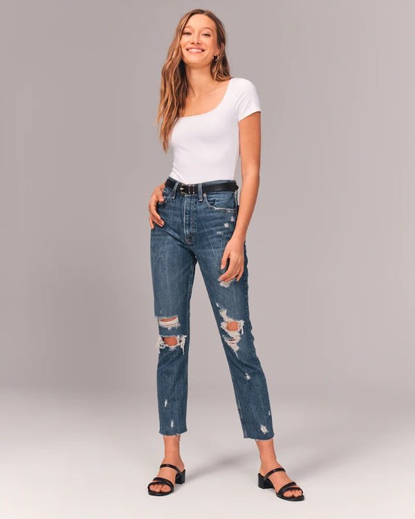 Women's Ripped High Rise Mom Jeans | Women's Clearance | Abercrombie.com