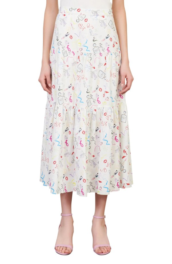 Jupona Print Cotton Midi Skirt