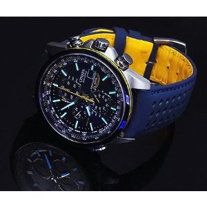 Citizen Eco Drive Blue Angels World Chronograph Leather Mens Watch AT8020-03L