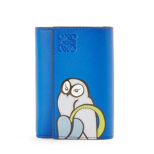 Owl small vertical wallet in classic calfskin Royal Blue - LOEWE