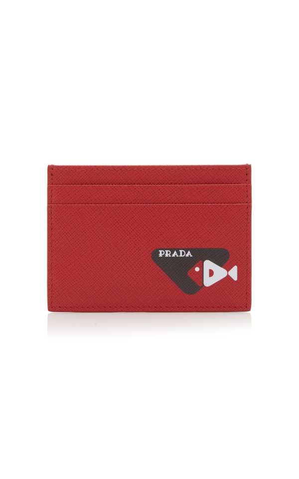 Textured-Leather Printed Cardholder