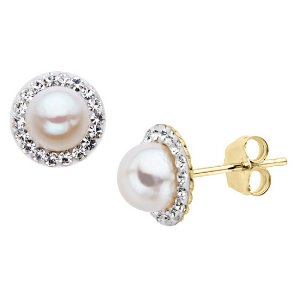 Pearl Earrings with Swarovski Crystals