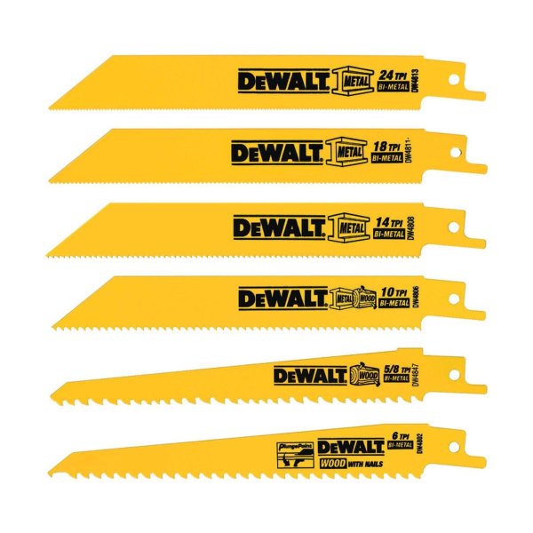 Bi-Metal Reciprocating Saw Blade Set Multi TPI 6 pk