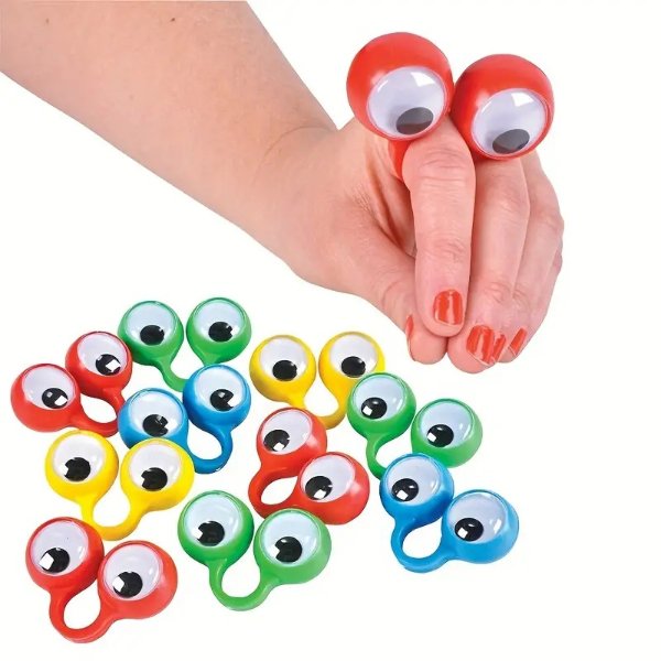 10pcs Eye Finger Puppets, Eye On Rings Googly Eyeball Ring Party Favor Toys, Funny Birthday Christmas Gifts For Adults, Anti-Stress Toys Plastic Rings Finger Toys (Random Color)