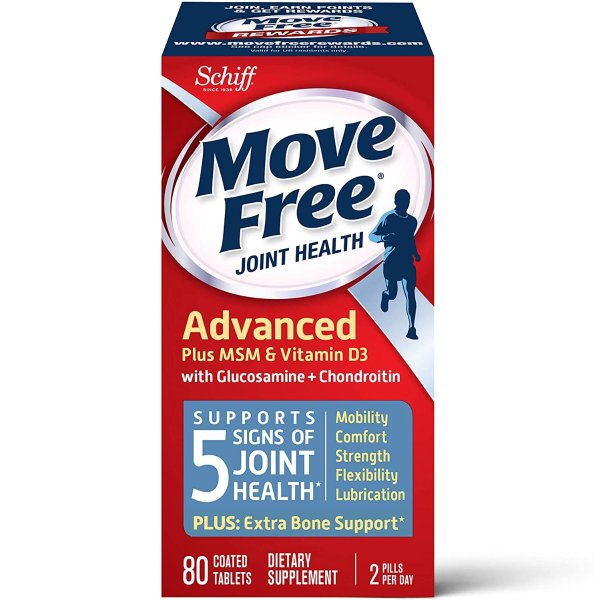 Vitamin D3, MSM, Glucosamine & Chondroitin - Move Free Advanced Joint Support Tablets (80 count in a box)
