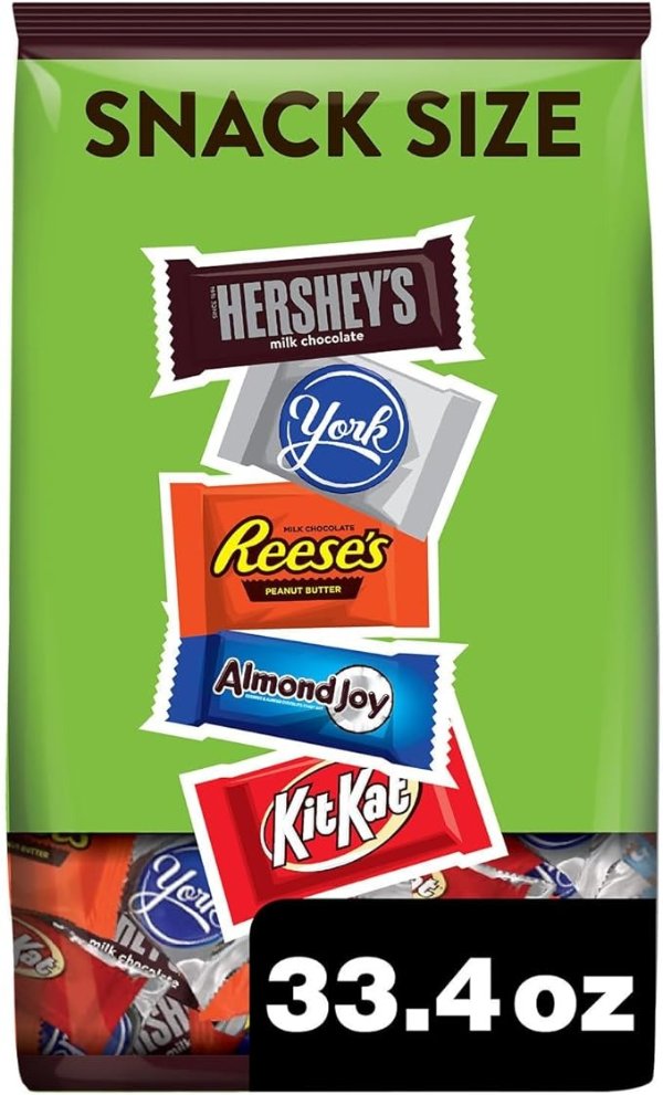 Hershey Milk and Dark Chocolate Assortment Snack Size Candy, Easter, 33.43 oz Bulk Party Pack