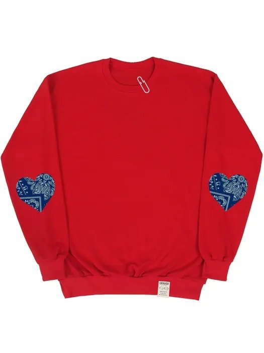 [UNISEX] Elbow Paisley Heart White Clip Sweatshirt _ Red