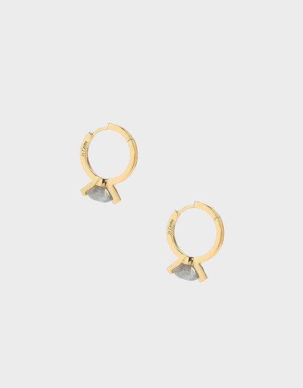 Gold Labradorite Stone Huggie Hoop Earrings | CHARLES & KEITH US