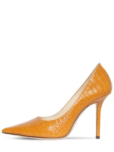 100MM LOVE CROC EMBOSSED LEATHER PUMPS