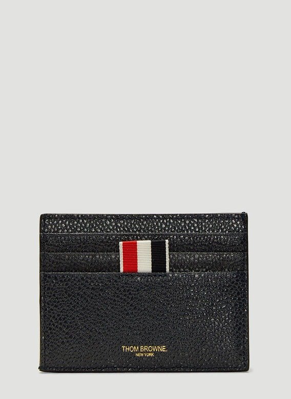 Pebbled Leather Card Holder in Navy