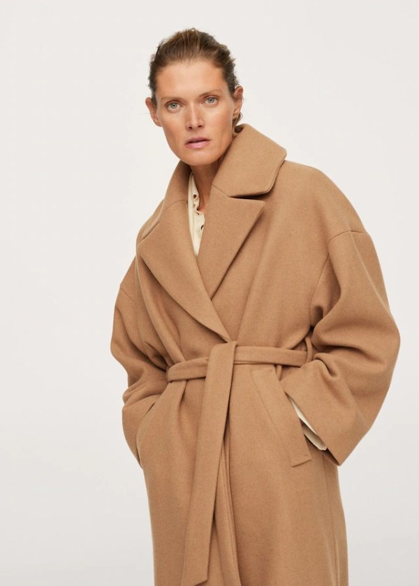 Wide lapel wool-blend coat - Women | Mango USA