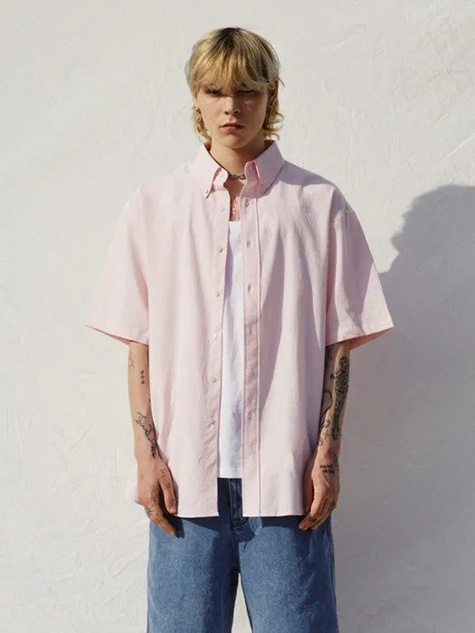 Boxy Half Oversized Shirts _ Pink
