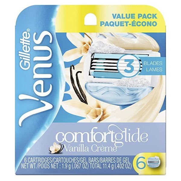 ComfortGlide Vanilla Creme Women's Razor Blades - 6 Refills