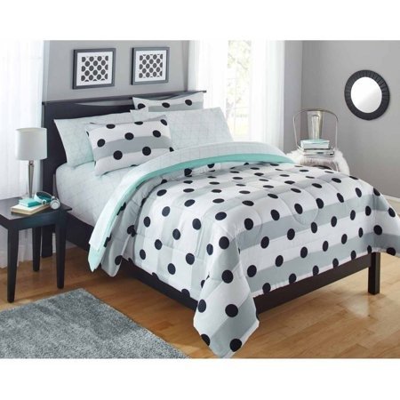 Grey Stripe Dot Bed in a Bag Comforter Set, 1 Each