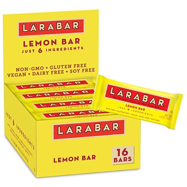 Lemon Bar, Gluten Free Vegan Fruit & Nut Bar, 1.6 oz Bars, 16 ct