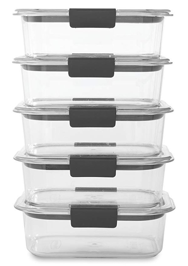 Brilliance Food Storage Container, BPA free Plastic, Medium, 3.2 Cup, 5 Pack, Clear