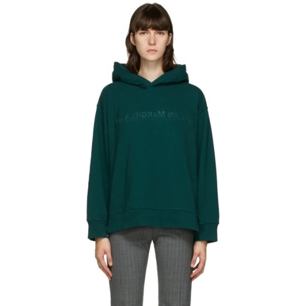 Green Embroidered Logo Hoodie