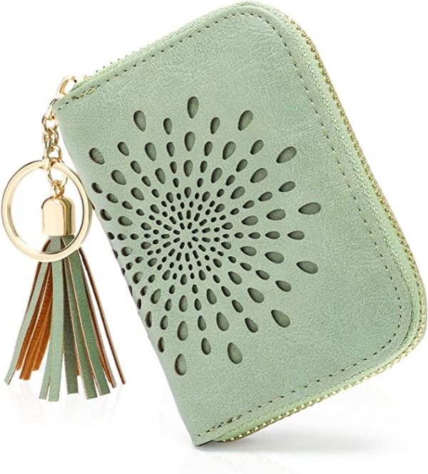 APHISON RFID Credit Card Holder Zipper Card Case Small Wallets for Women Leather Sunflower style Ladies Girls/Gift Box 1927