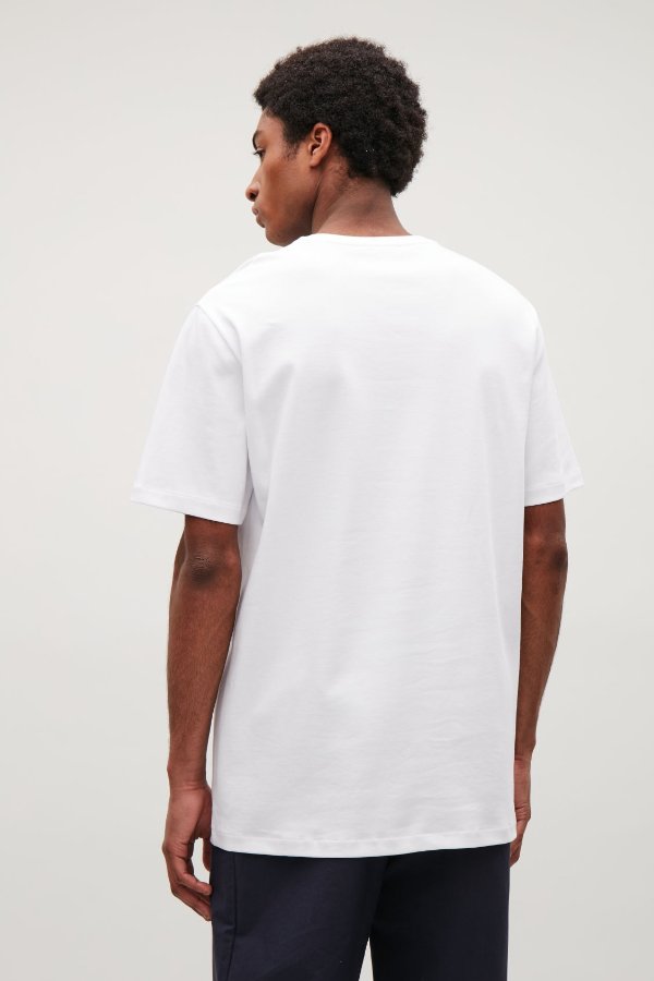 T-SHIRT WITH DENIM POCKET - White - Round-neck T-shirts - COS US
