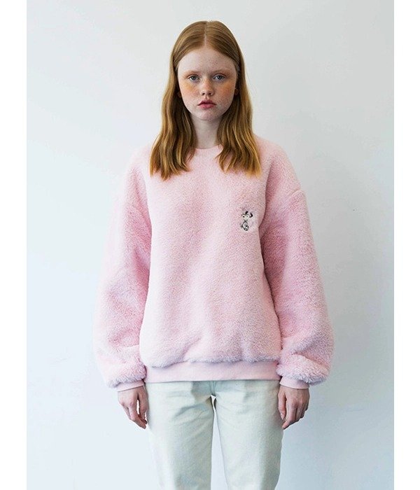 [Unisex] Peanuts_Snoopy Faux Fur Sweatshirts-Pink