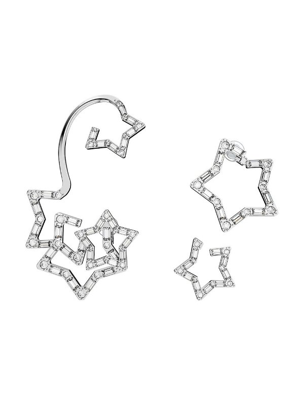 Stella Swarovski Three-Piece Crystal Rhodium-Plated Ear Cuff Set