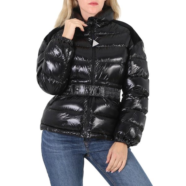 Ladies Black Celepine Quilted Short Down Jacket