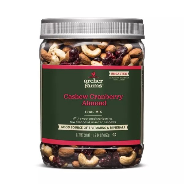 Unsalted Cashew Cranberry Almond Trail Mix - 30oz 