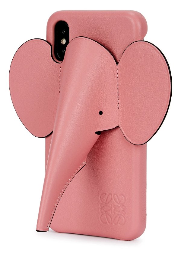 Pink leather elephant iPhone X-XS case