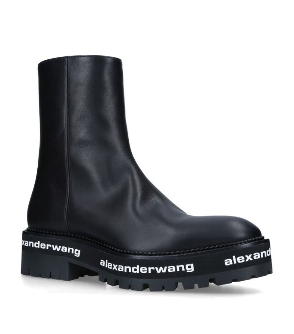 Sale | Alexander Wang Leather Logo Sanford Boots | Harrods US