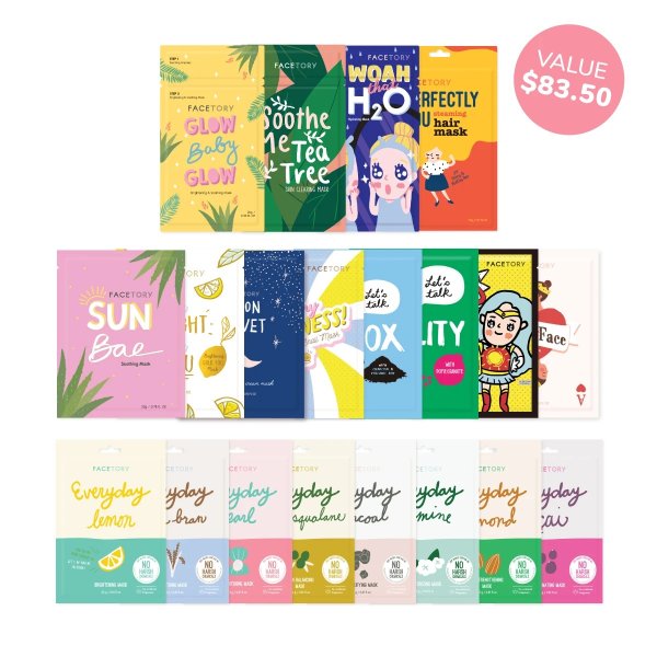 FaceTory Mask Collection - Sheet Masks and Hair Mask (20pc)