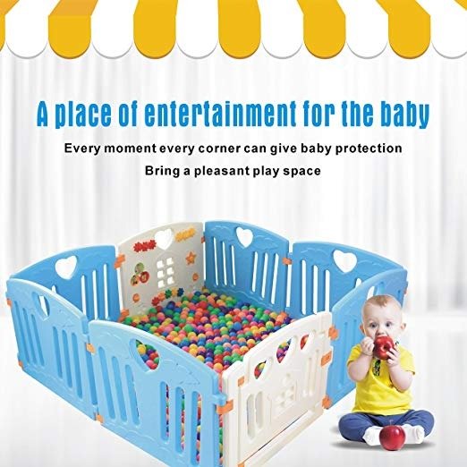 Baby Playpen Kids Activity Centre Safety Play Yard Home Indoor Outdoor New Pen (Blue)
