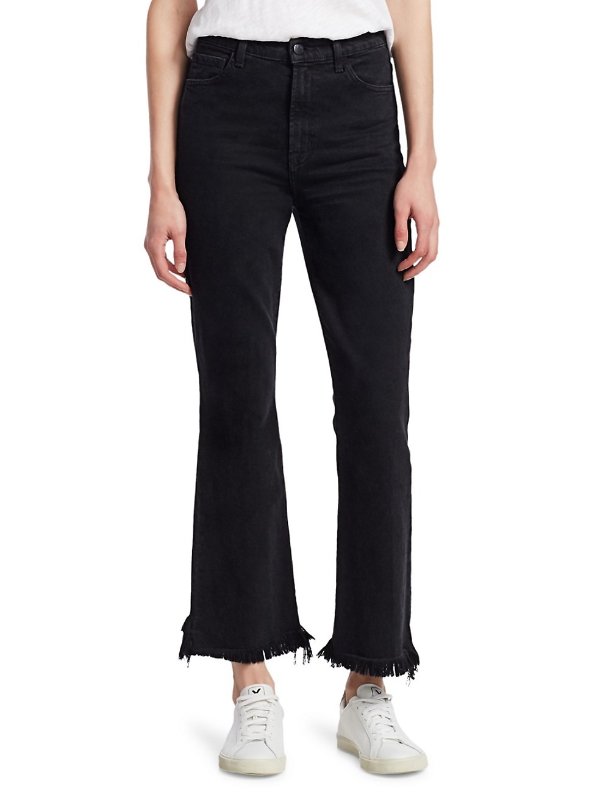 Julia High-Rise Frayed Hem Crop Flare Jeans