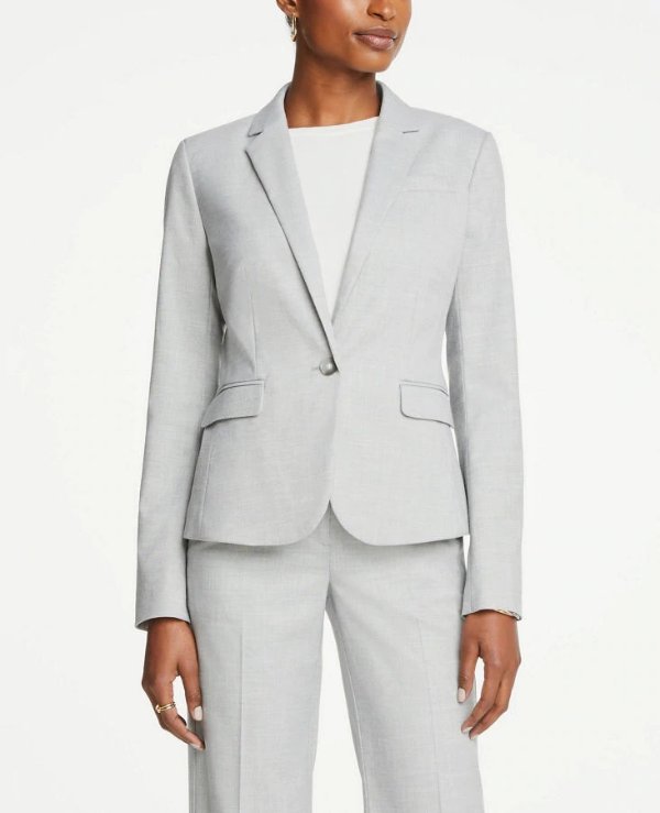 One Button Jacket in Light Grey